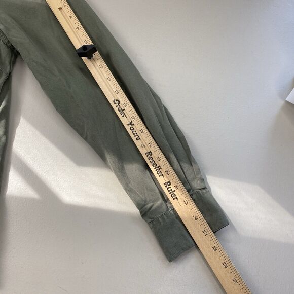 Foxcroft Top Womens 14 Green Tencel Lyocell Chambray Button Up Fringe Hem Grunge - Picture 7 of 12